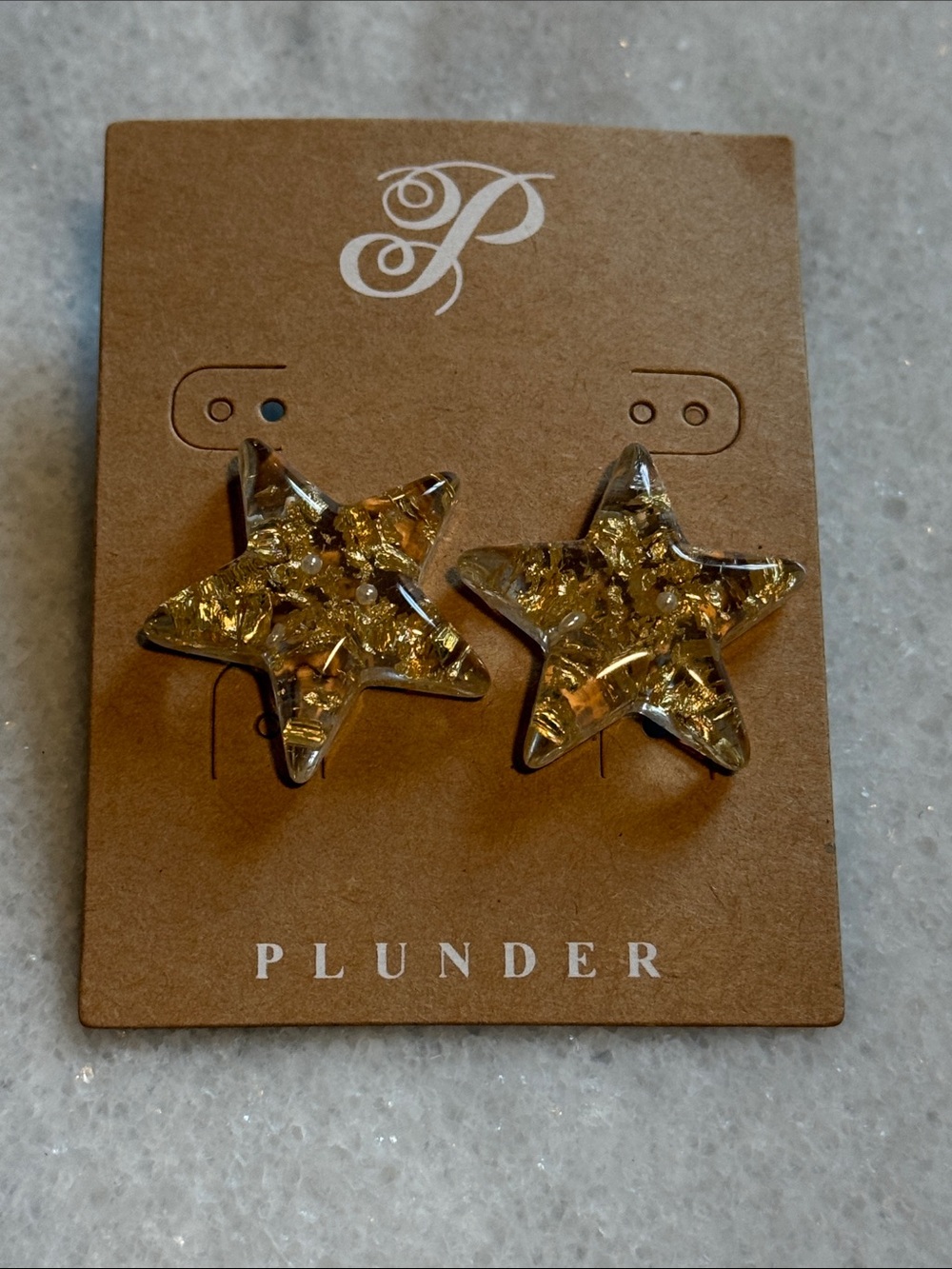 Plunder Metallic Gold Star Fashion Jewelry Holiday Earrings New